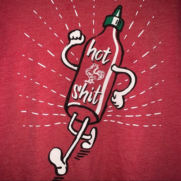 Women’s S HEADLINE SHIRTS Heathered Red Hot Shit Pepper Sauce Running Bottle Tee - Picture 3 of 7